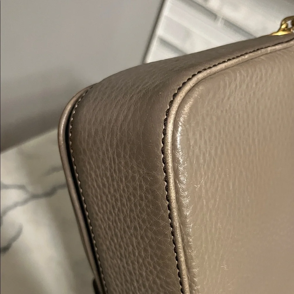 MCM Tricolor Leather Chain Shoulder Bag - Black, Taupe & Brown - Picture 11 of 13